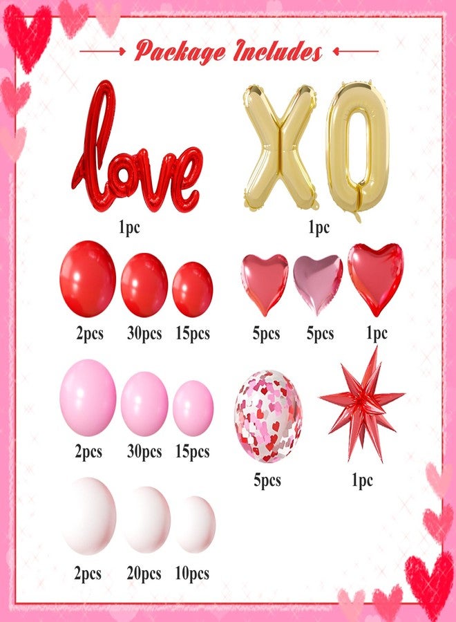 KMCCUMBER Valentines Day Balloon Set, 145Pcs Red Pink White Gold Valentines Balloons with Love Heart Foil Balloons for Valentines Day Decoration Party Supplies - Image 2